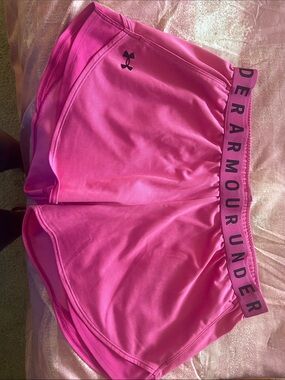 Under Armour Hot Pink Women's Athletic Shorts with Branded Waistband